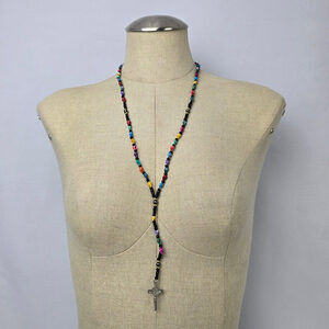 Vintage Shell Beaded Rosary Necklace